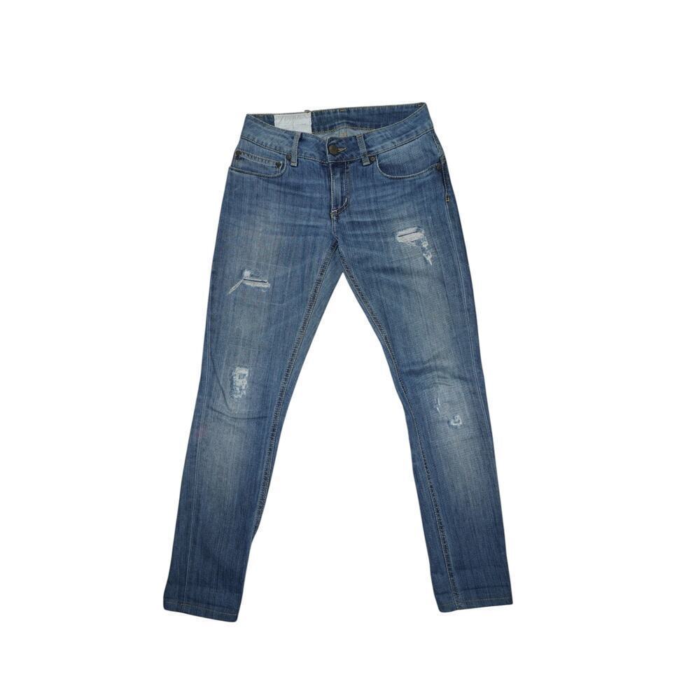 Dondup Women’s Distressed Slim Straight Jeans Size 25 Made in Italy Blue Denim